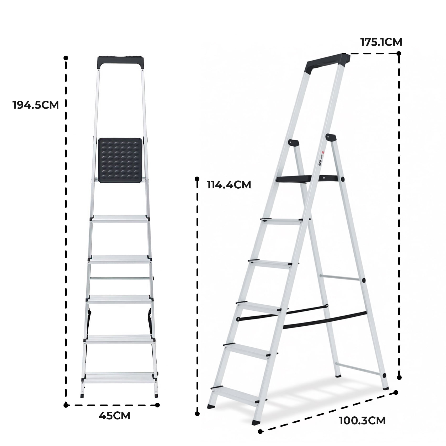 Alvantor 6-Step Folding Aluminum Ladder, 330 lbs Capacity, Lightweight with Anti-Slip Steps & Handrail