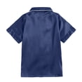 thumbnail image 6 of eczipvz Girls Pajamas Satin Pajama Set Silk Pjs Short Sleeve Sleepwear Loungewear Clothes Set Navy 12-13 Years, 6 of 8