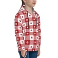 thumbnail image 3 of Kdxio Red Plaid Daisy Pattern Boys Athletic Unisex Boys Girls Hoodie with Pocket Sweatshirts-Medium, 3 of 6