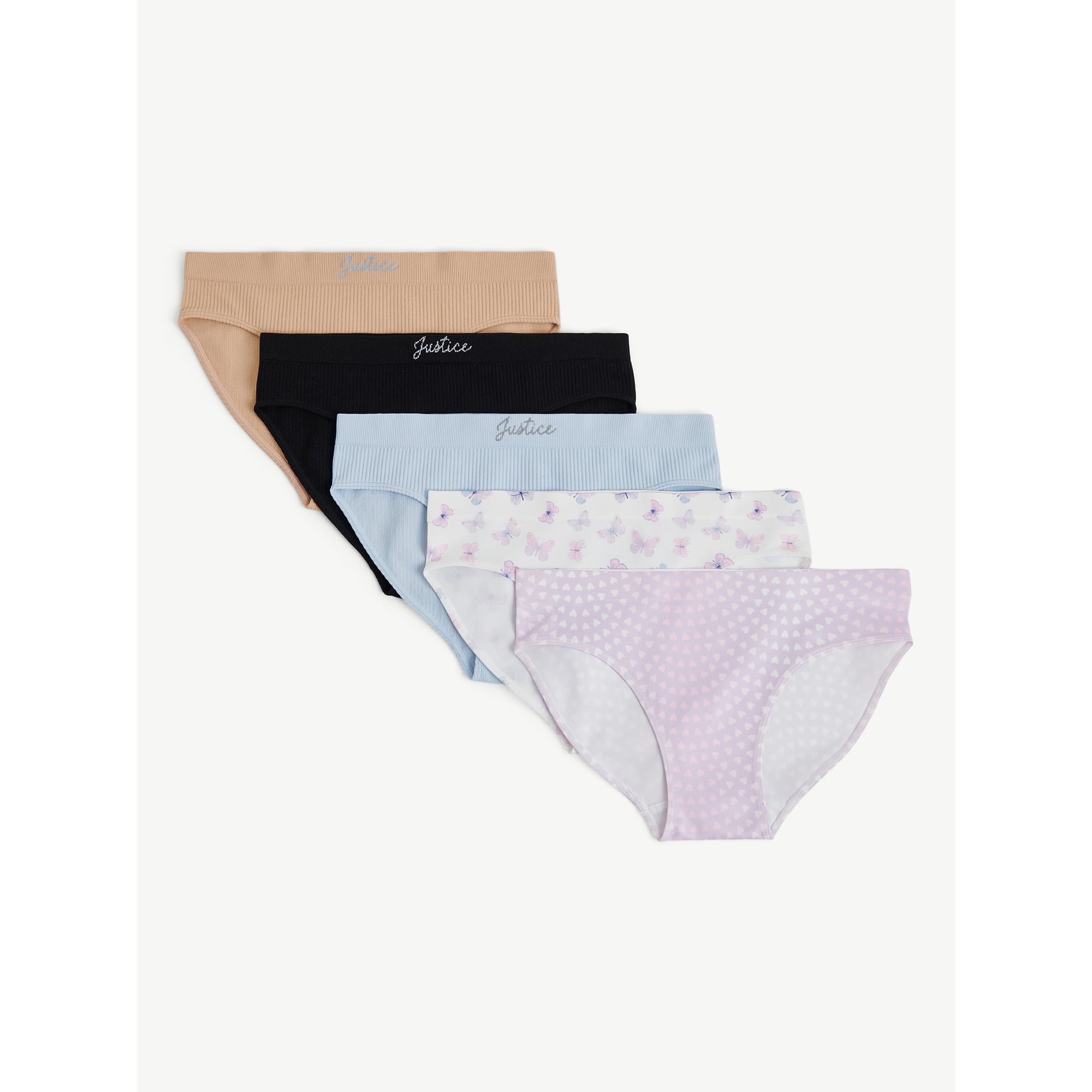 Justice Girls Seamless Bikini Undies, 5-Pack, Sizes 6-16