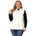 thumbnail image 4 of Women's Plus Size Jean Vest Button Down Turndown Collar Frayed Hem with Cargo Pocket Trucker Denim Vest White 4X, 4 of 7