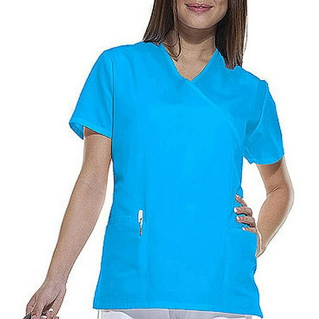 Simply Basic Women's Fashion Essentials Mock Wrap Scrub Top