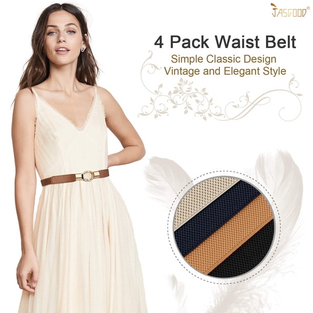 Set of 4: Vintage & New Classy Belts Women Skinny Belt for Dresses Retro Stretch Ladies Waist  main image 3
