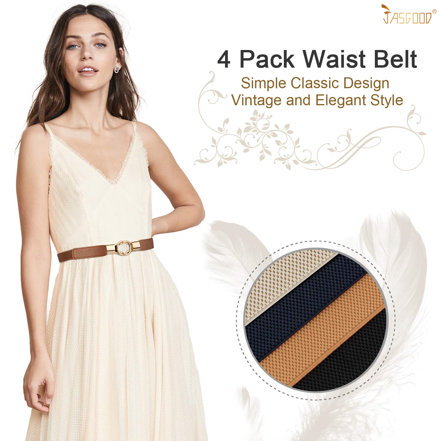 JASGOOD Women's Skinny Belt Set of 4 photo 4
