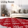 thumbnail image 2 of ODIKA 8'x10' Machine Washable Non-Slip Area Rug, Holiday Charm with Twinkling Snowflakes and Stylized Evergreen Branches High Traffic Rug, Red, 615348, 2 of 7