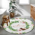 thumbnail image 3 of Small Round Rug 3Ft Washable Non-Slip, Spring Botanical Circle Area Rugs for Living Room Bedroom, Garden Birds Floral Leaves Gray Woodn Indoor Floor Mats Carpet Runner for Home Decor, 3 of 8
