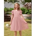 thumbnail image 4 of Vestido Arshiner para niña pequeña, fiesta de verano, flores, tul, rosa, 6 años, 4 of 5