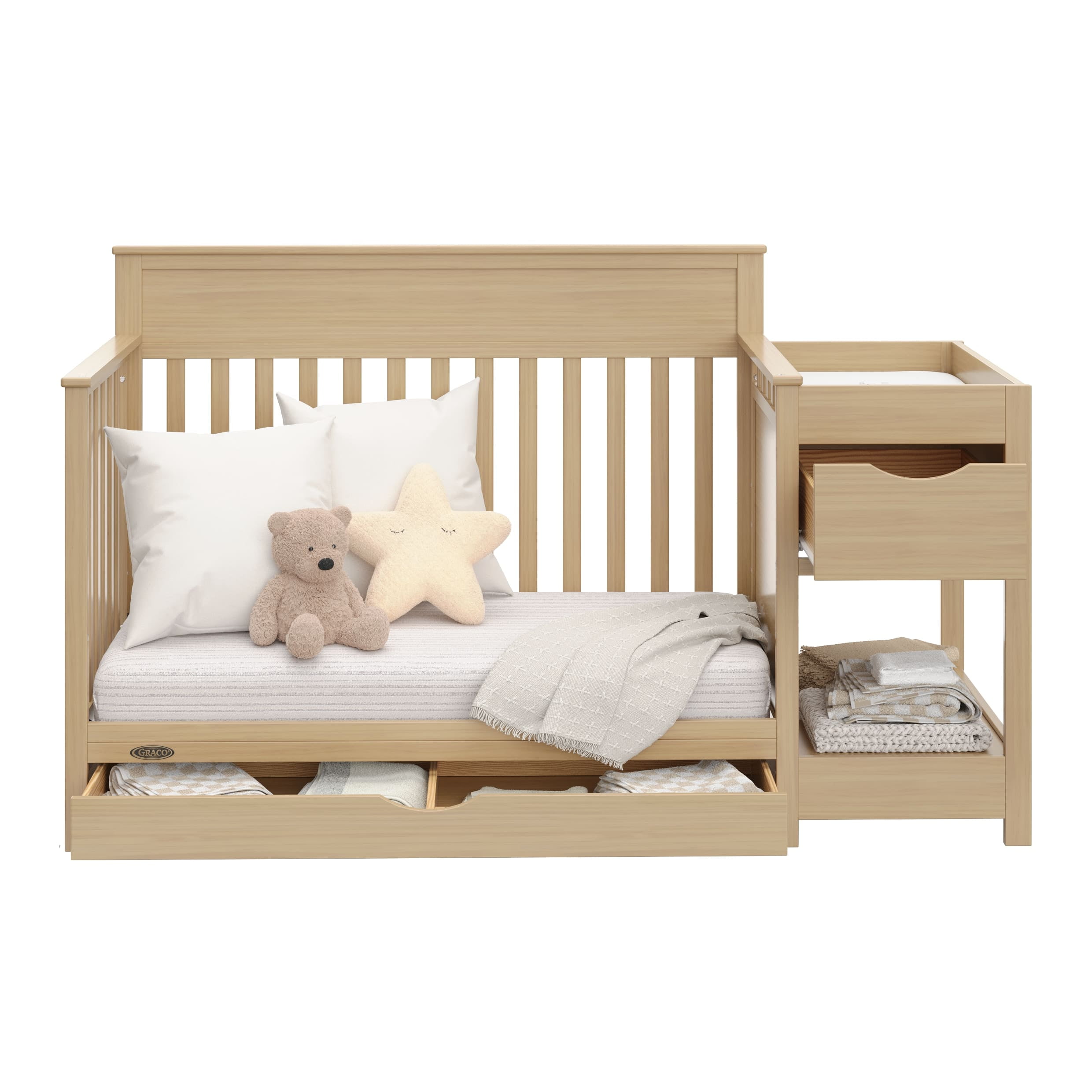 Graco Shiloh Convertible Baby Crib and Changer, Driftwood