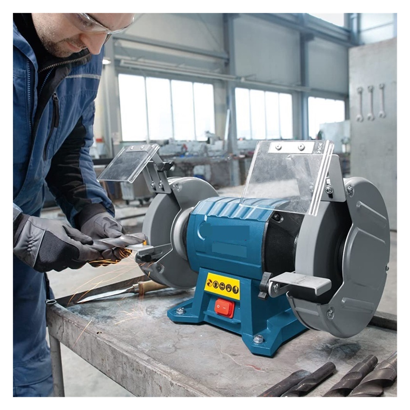 Electric Double-Wheeled Grinder Vertical Bench Grinder Table Grinder Metal Sharpener
--------
,Low Vibration
