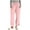 Pink, variant on Women's Solid Ankle Length Pant Elastic Waist Split Hem Straight Leg Casual Pants with Pockets