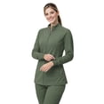 thumbnail image 2 of M&M SCRUBS Women’s Full Zip Scrub Jacket – 4-Way Stretch Warm-Up Jacket with Stand Collar, Moisture-Wicking (Olive, X-Small), 2 of 7