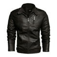 thumbnail image 2 of Herrnalise Men's Faux Leather Motorcycle Jacket Casual Fashion Motorcycle Leather WinterRacing Suit Top Zipper Stand-up Collar Jacket Coats S-3XL Coffee, 2 of 3