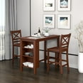 thumbnail image 3 of Costway 3PCS Counter Height Pub Dining Table Set w/ Storage Shelves&2 Bar Chairs, 3 of 9