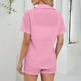 thumbnail image 3 of CheerKidz Clearance Women's Summer 2 Piece Sets Long Sleeve Button Down Shirts Matching Short Sets Beach Vacation Home Wear Outfits 2025(Pink,M), 3 of 5