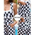 thumbnail image 3 of Overalls for Women Loose Fit Jumpsuits Fashion Checkered Straight Leg Pants Stretch Bib Coveralls, 3 of 11