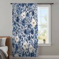 thumbnail image 4 of Navy Blue White Peony Sheer Curtains 84 Inches Long, Vintage Floral Blossom Light Filering Curtains, Breathable Simi Curtain Privacy Drapes for Living Room Bedroom Lightweight Window Treatment, 4 of 9