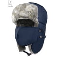 thumbnail image 2 of Gustave Men Women Winter Trapper Hat,Russian Windproof Ski Hat Faux Fur Lined Trapper Hat with Earflaps and Mask Warm Hunting Hats "Navy Blue", 2 of 10
