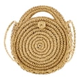 thumbnail image 1 of Bolsa De Hombro Bolsos cruzados para mujer Bolsos elegantes redondos tejidos con asa superior Bolso de paja para dama (Caqui) Ehuebsd Para Estrenar, 1 of 7