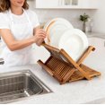 thumbnail image 2 of Utoplike Large Teak Dish Drying Rack, Wooden 3 Ti, 2 of 8