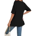 thumbnail image 3 of SWQZVT Women's Oversized V Neck T Shirt Short Sleeve Loose Fit Casual Workout Summer Basic Tee Top, 3 of 7