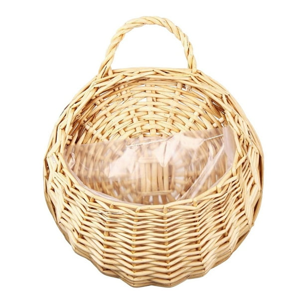 Hanging Wicker Basket,Jute Rope Hanging Flower Basket Round Hanging