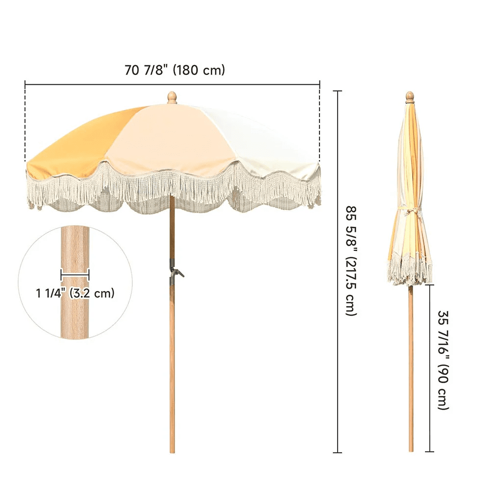 Patio Outdoor Market Fringe Umbrella Tilt Palm Springs, Mimosa
