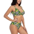 thumbnail image 2 of Rocae Lemons on Striped for Bikini Set for Women Two Piece Sexy High Swimsuits Split Crossover Bikini Medium, 2 of 9