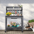 thumbnail image 3 of Renwick Rolling Garden Potting Bench with Sliding Tabletop & Open Storage Shelf, Gray, 3 of 8