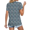 thumbnail image 5 of ZXSXSY Women's Floral Print Hollow V Neck Petal Short Sleeve Blouse, 5 of 7