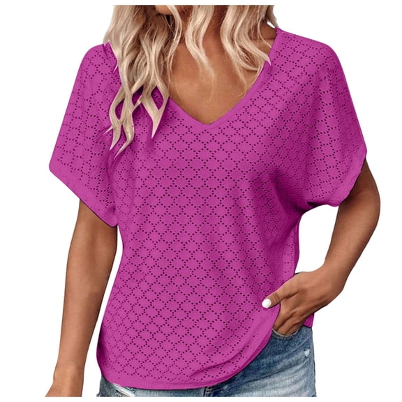NJGRAE Plus Size Tops for Women Plus Size Tunic T-Shirts Women Short Sleeve Shirt Tunic V Neck T Shirt Summer Casual Lightweight Mesh Top Fitted Scoop Neck T-Shirts L