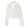 thumbnail image 5 of Htigea Clearance Womens Winter Outerwear Faux Fur Long Sleeve Crop Jacket Shaggy Coat Open Front Cardigans for Party Travel Today Sales White,S, 5 of 5