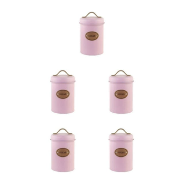 Decodeary Airtight Storage Jars Kitchen Essential Fresh And Dry Kitchen Storage Jars Storage Container Organizer Canister Pink sugar 5Set