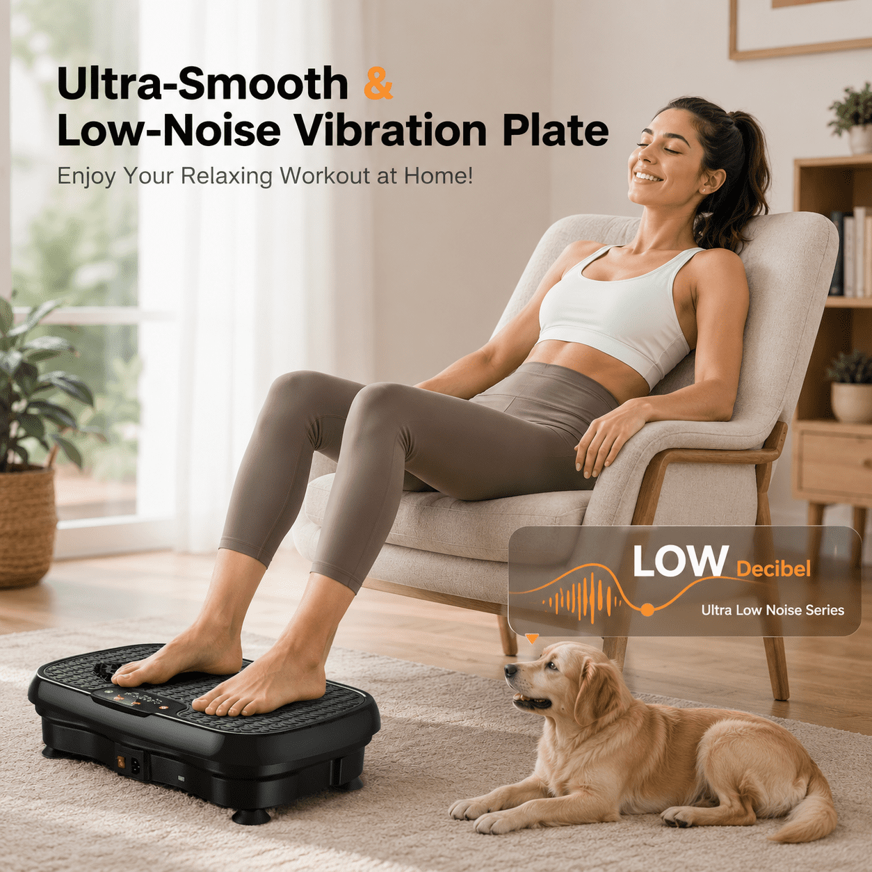 Innotech Sc Vibration Plate Exercise Machine with Resistance Bands & Remote Control, Full Body Workout Platform with 120 Speed Levels, Low Noise Fitness Trainer for Home Gym