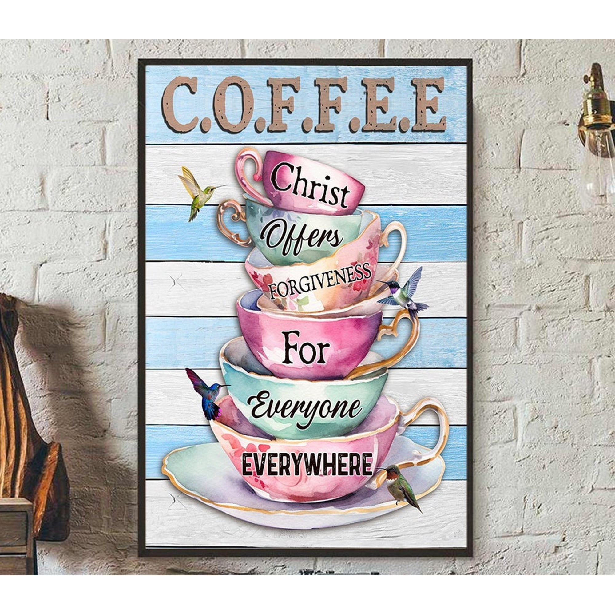 Coffee Christ Forgiveness Wall Art Print Christian Kitchen Decor