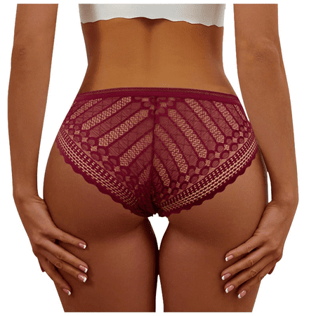 Meiodtion Underwear for Women Plus Size Bikini Seamless Breathable Panty Cute Waistband Elastic Waist Comfort Panties Red XL