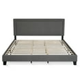 thumbnail image 2 of Furinno Laval Double Row Nail Head Bed Frame, 12 Piece Slat Style, Stone, King, 2 of 4