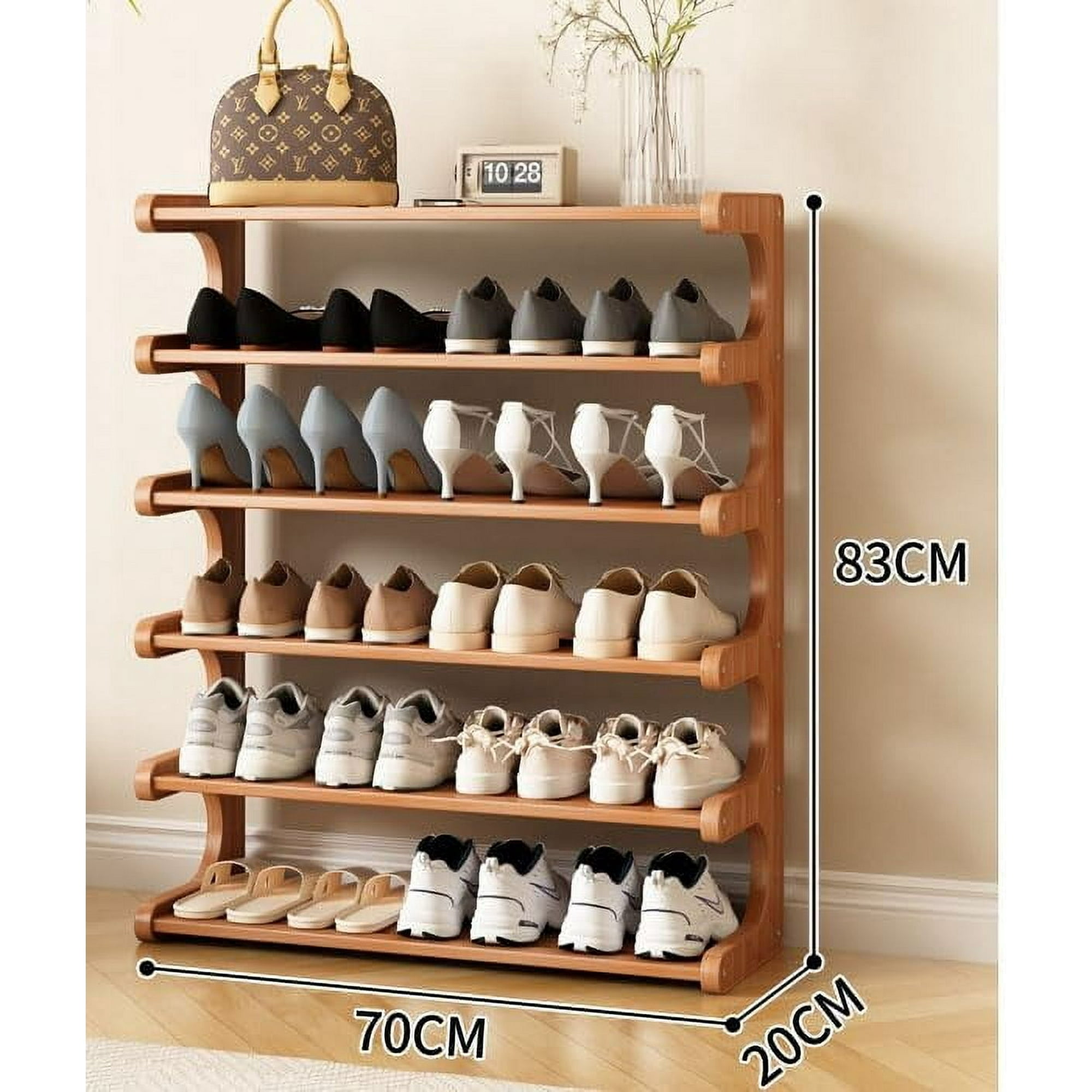 SAVALETOR Bamboo Shoe Rack,6 Tiers Shoe Racks,Vertical Shoe Rack Organizer,Multifunctional Front Door Shoe Rack,Wooden Stackable Shoe Storage Shelves,for Entryway,Hallway,Bedroom Hallway Closet