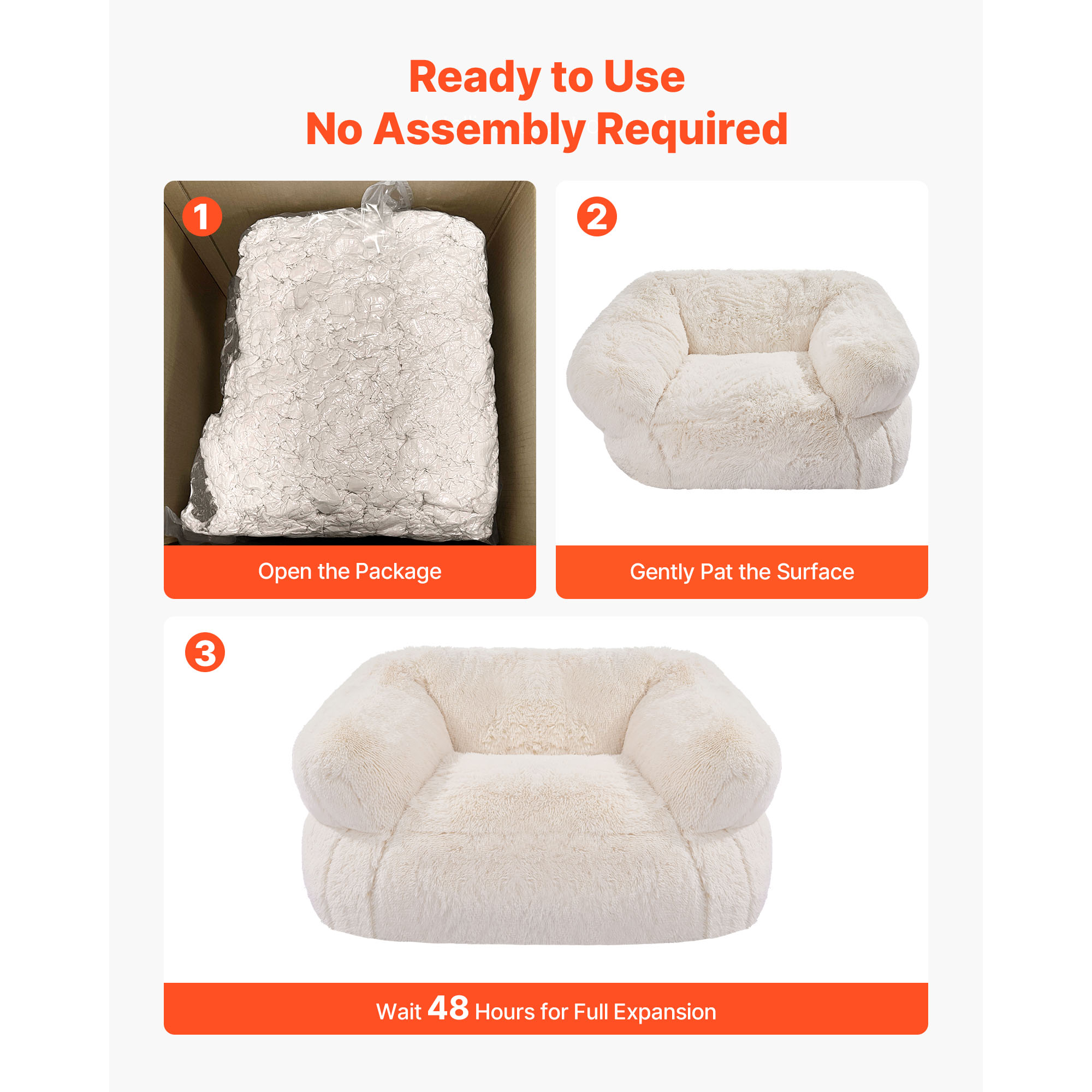 KFFKFF Bean Bag Chair with Armrests, Plush Sofa Chair for Adults, Soft Fabric & High-Density Foam Filling, Comfortable Lounge Chair for Living Room or Bedroom, Beige