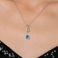 thumbnail image 3 of Gem Stone King 925 Silver and 10K Yellow Gold Persian Blue Moissanite and Lab Grown Diamond Pendant Necklace for Women | 1.46 Cttw | Gemstone Birthstone | Oval 8X6MM | With 18 inch Chain, 3 of 6