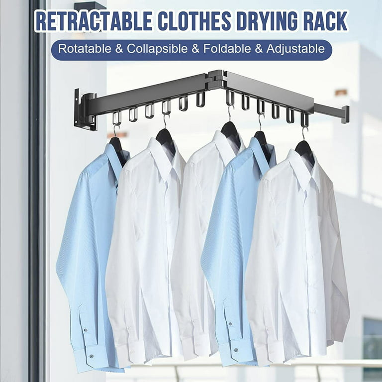 Folding Retractable Drying Racks Clothes Hanger Non Perforated Balcony  Hidden Simple Non-slip Towel Rack Space Saving - AliExpress