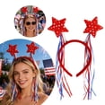 thumbnail image 2 of 4th of July Headband Independence Day Hair Accessories, Patriotic America USA Flag Red White and Blue Star Party Hair Decoration, Cute Elastic Hair for Women Girls Kids, 2 of 6