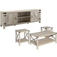 thumbnail image 1 of 4 Pcs Porte de Grange en Métal Meuble TV Table Basse et 2 Tables d'Appoint en Chêne Blanc, 1 of 8
