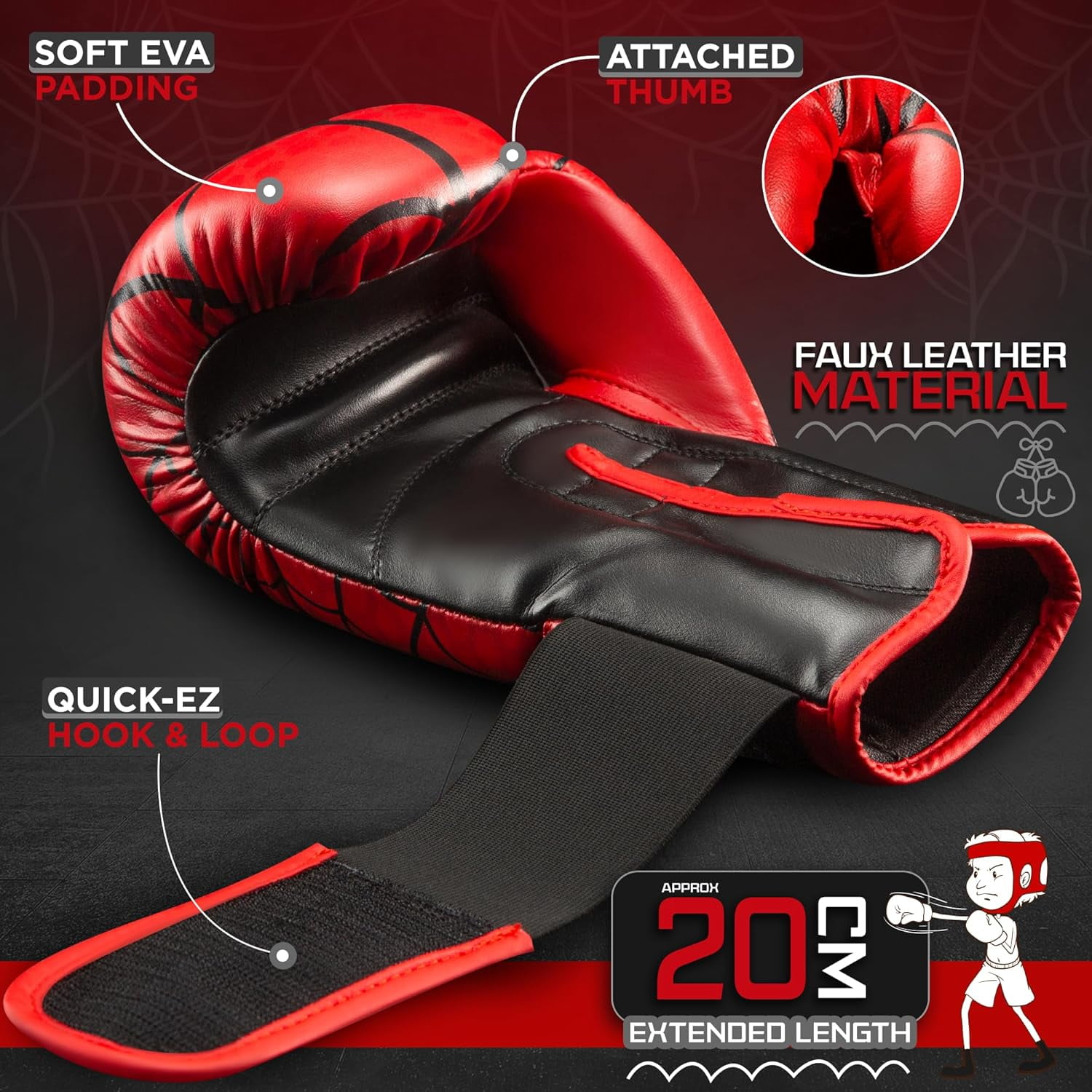 WYOX 4oz Kids Boxing Gloves – Spyder | Training, Punching Bag, Muay Thai, Kickboxing, MMA Equipment| Strength