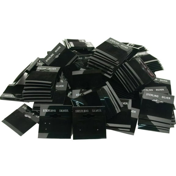 200 Black Earring Cards Pads Sterling Silver Displays 1.5"