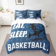 thumbnail image 2 of 7 Pcs Basketball Comforter Set King Size,Eat Sleep Basketball Bed in a Bag with Flat Sheet and Fitted Sheet and Adults,Geometric Honeycomb Bedding Set with Pillowcase and Sham, 2 of 5