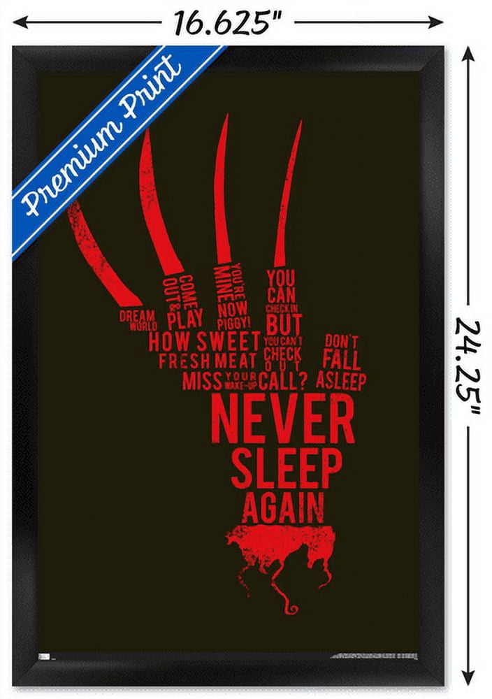 A Nightmare on Elm Street - Hand Text Wall Poster, 14.725" x 22.375", Framed