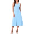 thumbnail image 2 of INSPIRE CHIC Women's Business Dresses V Neck Sleeveless A Line Midi Work Dress XL Light Blue, 2 of 6