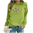 thumbnail image 5 of Ediodpoh Womens Sweatshirts Fashion Casual Solid Color Loose Long Sleeve Letter Print Round Neck Pullover Top No Hood Green M, 5 of 5
