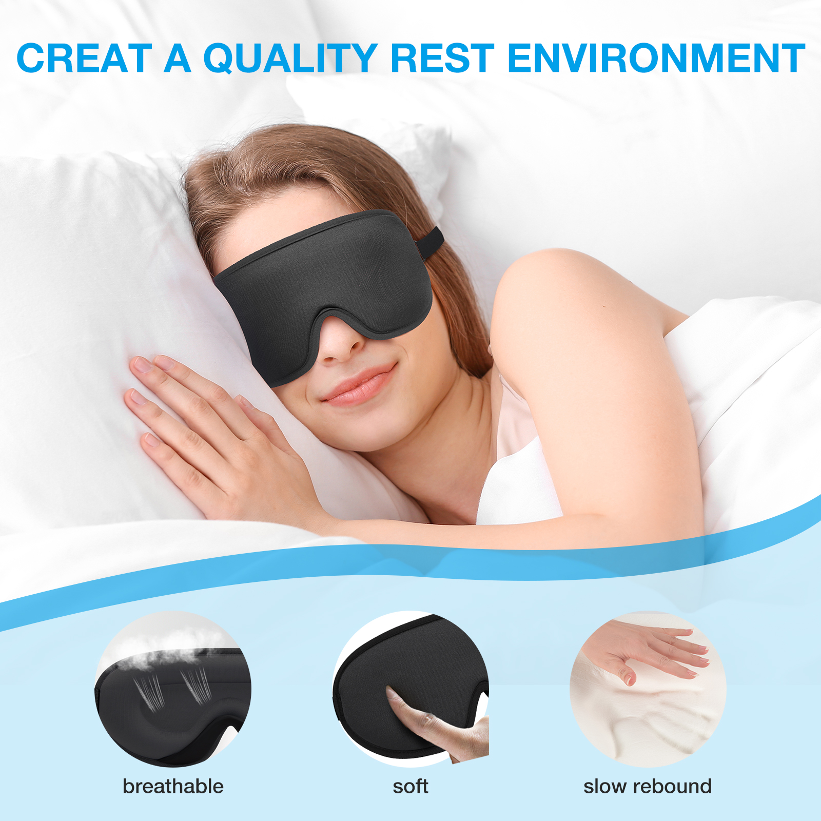 LYSIAN 3D Sleep Eye Mask with Earplugs Black photo 4