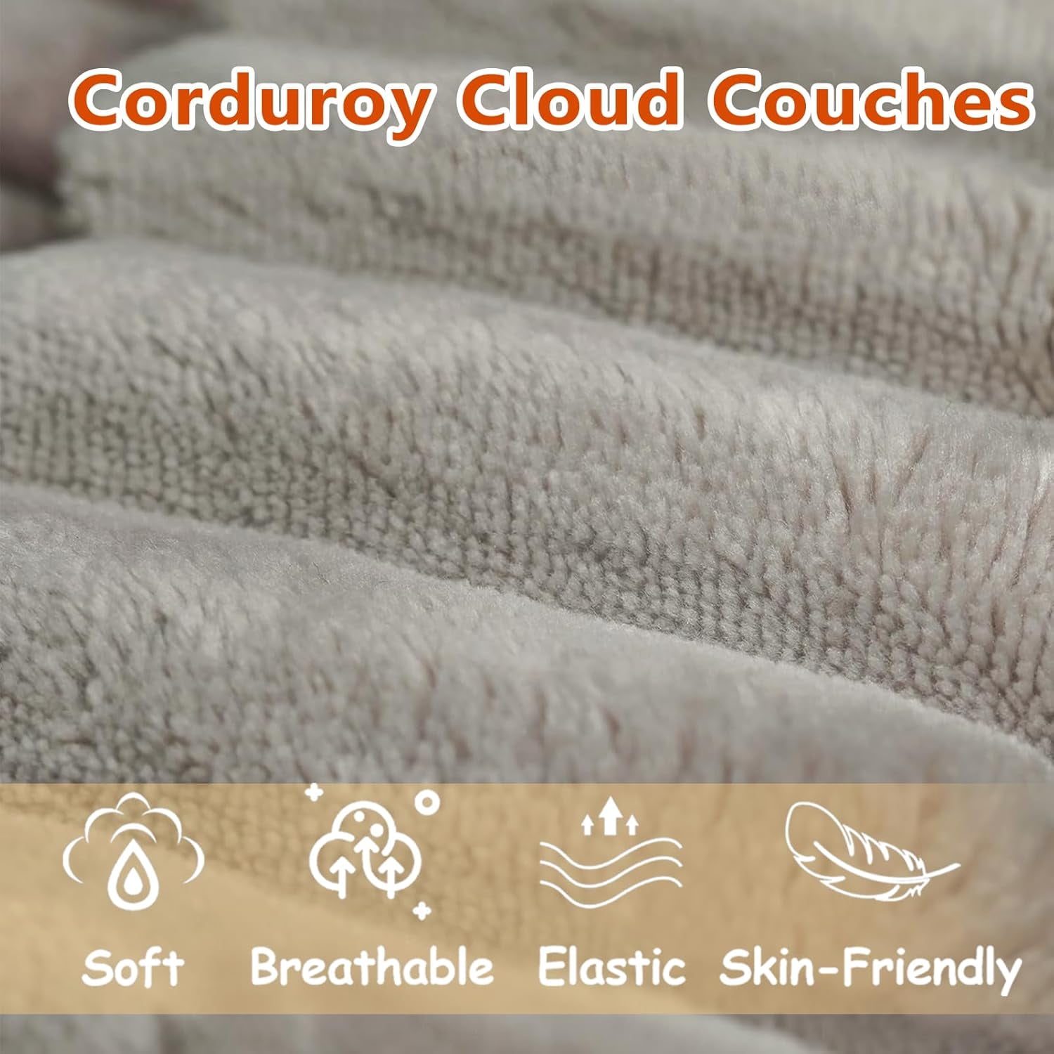 71" Corduroy Loveseat Sofa, 3-Seater Cloud Couch, Boneless Sofa in a Box with Deep Seat Memory Foam, No Assembly Required,Camel